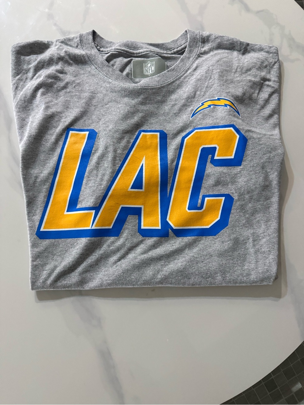 NFL Los Angeles Chargers Gray Tee with Gold & Blue LAC Logo